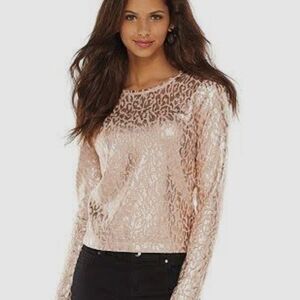 NEW! Jennifer Lopez Pink Leopard Print Blouse